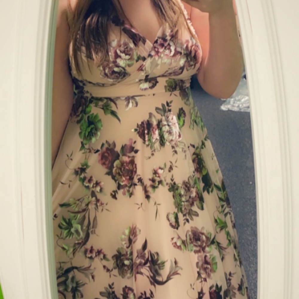 Pink prom dress w/ iridescent floral